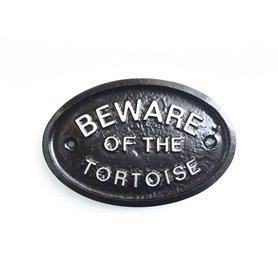 Silver "Attention à la tortue" Garden plaque murale/enseigne en argent (Noir) avec relief Lettrage