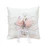 WERTSWF Coussin de porteur d'alliances en satin blanc avec fleur en dentelle décorée pour demande en mariage cérémonie 20 x 20 c