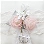 WERTSWF Coussin de porteur d'alliances en satin blanc avec fleur en dentelle décorée pour demande en mariage cérémonie 20 x 20 c