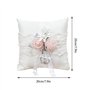 WERTSWF Coussin de porteur d'alliances en satin blanc avec fleur en dentelle décorée pour demande en mariage cérémonie 20 x 20 c