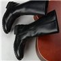 MWbetsy Hommes Cuissardes en Cuir Bottes Unisexe d'équitation Performance Chaussures étape Jambe Large Mi-Mollet à Fermeture écl