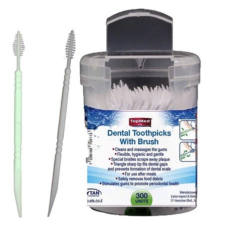 TOPMED ETS Lot de 300 cure-dents en plastique manuel pour soins buccaux (couleur aléatoire)