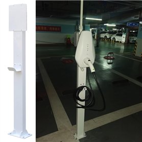 Poteau de Borne de Recharge Support de Chargeur pour Véhicule Électrique Blanc de 150 Cm de Haut