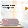 Réveil Numérique, Petite Horloge de Bureau Bluetooth 5.0 Horloge Haut-parleur Rose Hifi LED Miroir écran Micro Usb Radio-réveil 