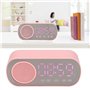 Réveil Numérique, Petite Horloge de Bureau Bluetooth 5.0 Horloge Haut-parleur Rose Hifi LED Miroir écran Micro Usb Radio-réveil 