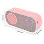Réveil Numérique, Petite Horloge de Bureau Bluetooth 5.0 Horloge Haut-parleur Rose Hifi LED Miroir écran Micro Usb Radio-réveil 