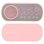 Réveil Numérique, Petite Horloge de Bureau Bluetooth 5.0 Horloge Haut-parleur Rose Hifi LED Miroir écran Micro Usb Radio-réveil 