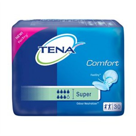 Tena - Comfort Feeldry Boîte de 30 protections anatomiques pour fuites urinaires - Super