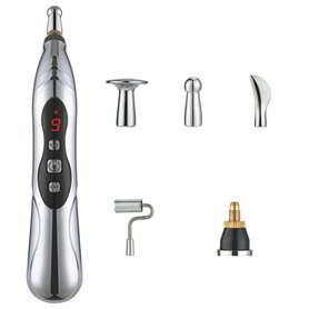 PEN ACUPUNCTURE ELECTRONIQUE 9 GRANDS USB PENSE D'ACUPUNCTURE RECHARGÉable pour soulagement de la douleur Pen vibrant avec 5 têt