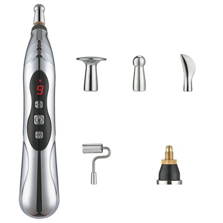 PEN ACUPUNCTURE ELECTRONIQUE 9 GRANDS USB PENSE D'ACUPUNCTURE RECHARGÉable pour soulagement de la douleur Pen vibrant avec 5 têt