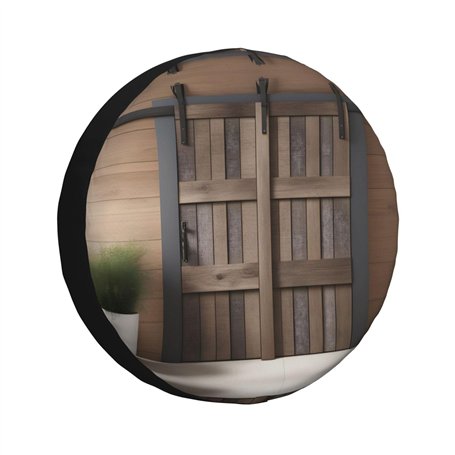Country Barn Housse de pneu de porte en bois