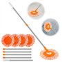 Balai de nettoyage mural rond rotatif à 360° réglable avec 5 têtes de serpillère de rechange en microfibre pour murs secs et hum