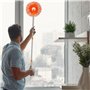 Balai de nettoyage mural rond rotatif à 360° réglable avec 5 têtes de serpillère de rechange en microfibre pour murs secs et hum