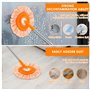 Balai de nettoyage mural rond rotatif à 360° réglable avec 5 têtes de serpillère de rechange en microfibre pour murs secs et hum