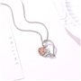 Sttiafay Collier en argent en forme de cœur pour femme avec pendentif en forme de rose et zircone - Cadeau romantique pour la Sa