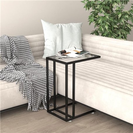 AJJHUUKI Mobilier d'extérieur - Table d'appoint informatique transparente 50 x 35 x 65 cm - Verre trempé
