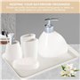 Qivine Set Salle de Bain Céramique 6 Pièces, Accessoire Salle de Bain avec Distributeur de Savon, Porte-Savon, Porte Brosse à De