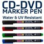 4 x pointe fine CD DVD Marqueurs permanents red-green-blue-black EAU / UV résiste