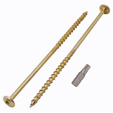Lot de 12 vis à bois en acier galvanisé avec tête Torx et tête gaufrée Vis à bois partiellement filetées 6