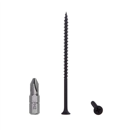 Lot de 100 vis à bois en acier carbone phosphate noir 4