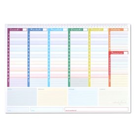 Rainbow – Planificateur hebdomadaire 42 x 30 – Agenda planificateur de table perpétuelle Ligature en bas