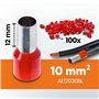 Kit de câblage Lapp H07V-K 10 mm² I 3 x 5 mètres de fils simples (noir, bleu, vert-jaune) + 100 embouts de câble rouge I Kit de 