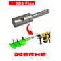 WERHE Foret professionnel pour Auger 150 mm double arbre pile bien robuste avec adaptateur SDS plus