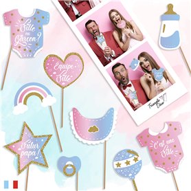 30 pcs Kit Photo Booth Gender Reveal Party Animation Gender Reveal Fête Prénatale Accessoires Photobooth Photo Props Photocall p