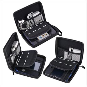 Housse de protection rigide en EVA pour Nintendo 2DS et accessoires avec double fermeture éclair et 8 supports de jeu (Noir)