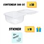 Lot de 50 boîtes réutilisable pour aliments 500 cc, convient pour une utilisation en micro-ondes + cadeau 10 petits pains (appet
