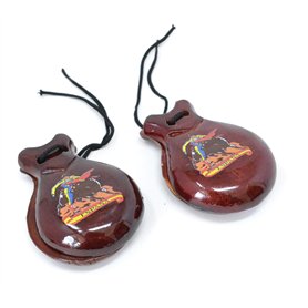 ESPAGNOL CASTANUELES EN BOIS NATUREL POUR ADULTES VERNISÉ avec vernis. Espagne Torro