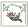 Abillyn Kit de broderie au point de croix Chat sur panier suspendu estampillé avec motif imprimé (chaton)