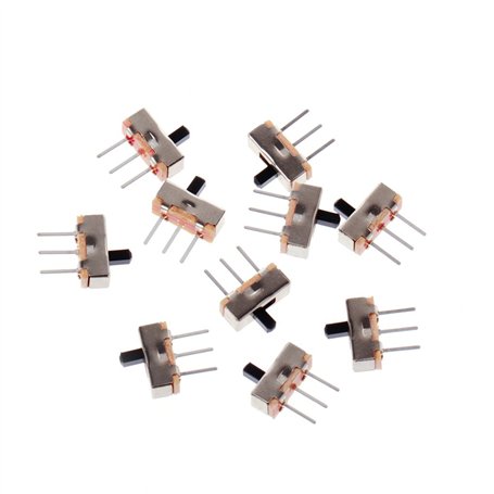 GUMEI 10 pièces 2 Positions Marche/arrêt SPDT 1P2T 3 Broches Panneau PCB Mini Interrupteur à glissière Vertical SS12D00G3