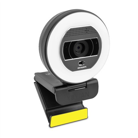 Yeyian Webcam Streaming Autofocus| Microphone Double Réduction du Bruit | 2K 2560x1440 30fps | Anneau LED Tricolore | Télécomman