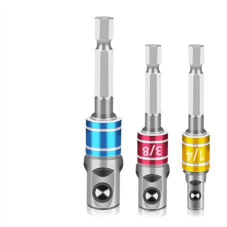 BWBVHRHZY Adaptateur de Douille de perçage 3PCS 1/4 3/8 1/2 Taille Tableau Hex Classe et Prise d'alimentation Extension DE L'EXT