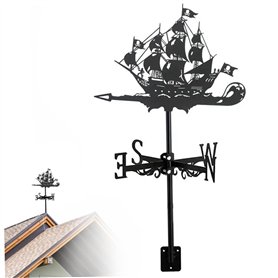 Girouette Bateau Pirate Girouettes Météo pour Le Jardin Toit Montage Girouette pour Cour Indicateur de Direction du Vent en méta