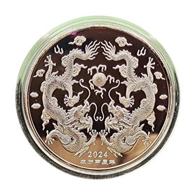 LEEINTO Pièce de Collection 2024 Année du Dragon Médaille commémorative du Zodiaque Chinois Plaqué Or et Argent Pièce de Collect