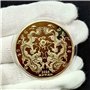 LEEINTO Pièce de Collection 2024 Année du Dragon Médaille commémorative du Zodiaque Chinois Plaqué Or et Argent Pièce de Collect