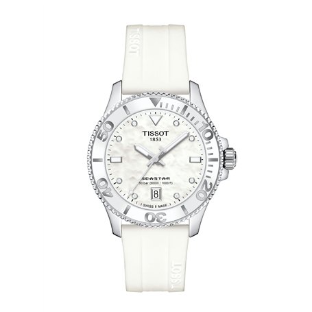 Tissot Seastar 1000 36 mm time only mother of pearl woman watch with diamonds T120.210.17.116.00