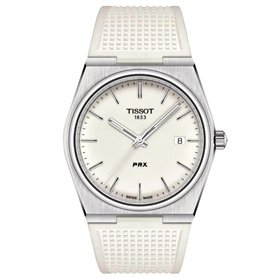 Tissot PRX white man watch only time T137.410.17.011.00 silicone strap