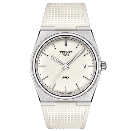 Tissot PRX white man watch only time T137.410.17.011.00 silicone strap