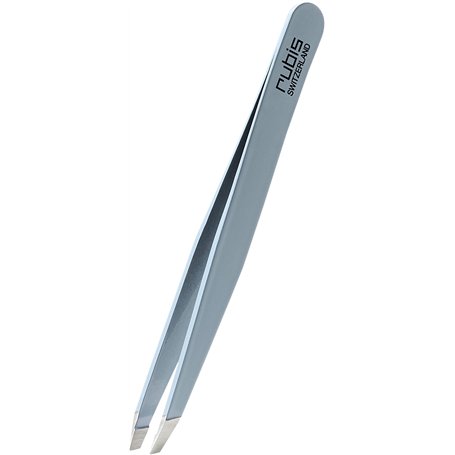 Pince à épiler Rubis en acier inoxydable bleu clair - inclinée