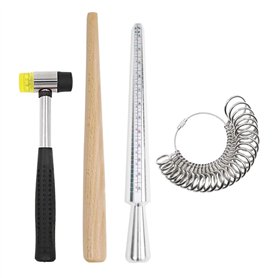 KASFDBMO Lot de 4 outils de mesure de bagues et mandrins pour bijoux