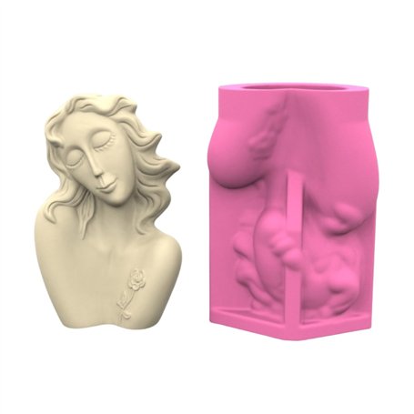 ZwaitL Moule en silicone pour plantes succulentes en forme de fille faite à la main pour vase en béton - Moule créatif en résine