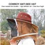 Tomantery Accessoire d'apiculture, Protection sûre à 360 °, Pratique à Utiliser, Chapeau de Protection d'apiculteur de Cow-Boy a