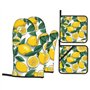 YYHHAOFA Ensemble de 4 pièces de cuisson de cuisine à motif citron jaune – Gant de four isolé et maniques pour une protection an