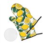 YYHHAOFA Ensemble de 4 pièces de cuisson de cuisine à motif citron jaune – Gant de four isolé et maniques pour une protection an