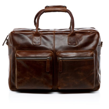 SID & VAIN sac bandoulière ordinateur BRIGHTON cuir véritable | sacoche porte-document en bandoulière XL grand homme marron | sa