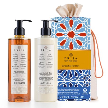 Prija Ensemble-cadeau de Traitement Quotidien Comprenant une Lotion pour les Mains Revitalisante au Ginseng et un Hydratant pour