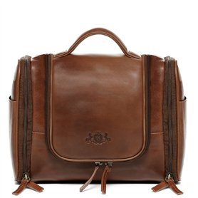 SID & VAIN Trousse de Toilette Dexter Cuir véritable | nécessaire de Voyage Grand Homme Marron | Trousse de Maquillage Fait à la